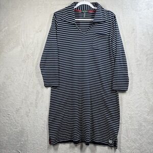 Lauren Ralph Lauren Dress Women's XL Sailor Stripe V Neck Collar  Blue Nautical
